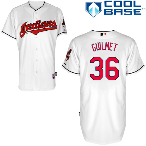 Preston Guilmet #36 MLB Jersey-Cleveland Indians Men's Authentic Home White Cool Base Baseball Jersey